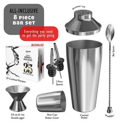 Rose Gold Mixology Bartender Kit - 8 Pcs Stainless Steel