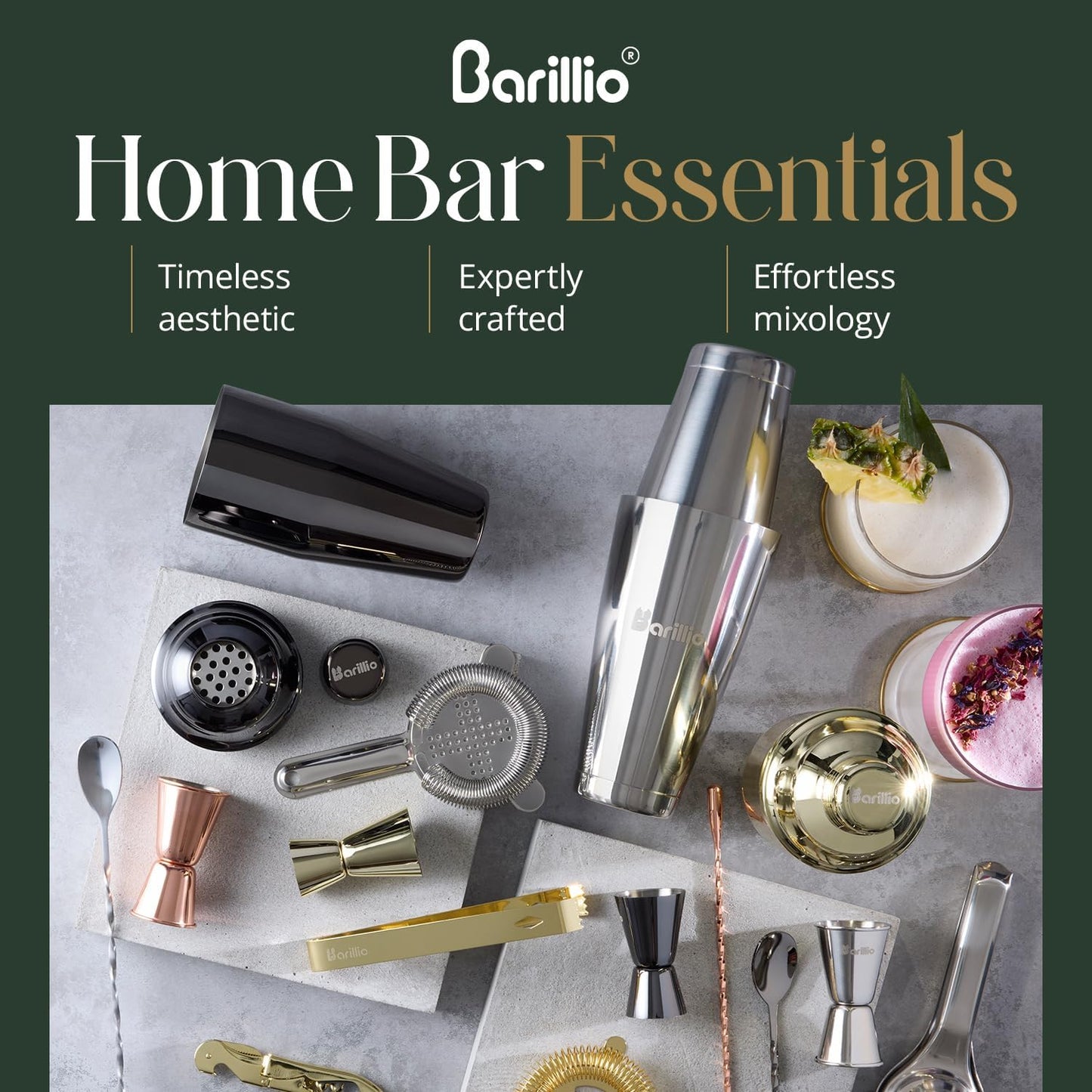 Rose Gold Mixology Bartender Kit - 8 Pcs Stainless Steel Travel Cocktail Shaker Set with Bag - Copper Bar Tools Set | Martini Shaker, Drink Mixer Spoon & Mojito Muddler, Pourers & Jigger
