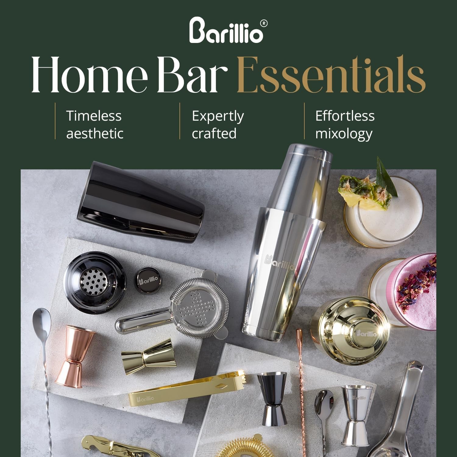 Rose Gold Mixology Bartender Kit - 8 Pcs Stainless Steel Travel Cocktail Shaker Set with Bag - Copper Bar Tools Set | Martini Shaker, Drink Mixer Spoon & Mojito Muddler, Pourers & Jigger